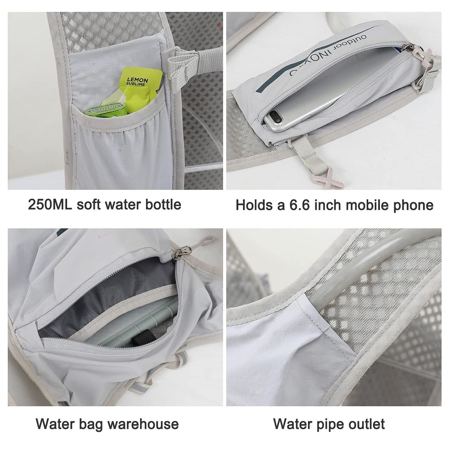 Ultra-Light Hydration Running Vest Backpack – 1.5L Water Capacity, Breathable Mesh Design for Cycling, Hiking & Marathon (Grey) | Other Colors Available in Store - Image 4