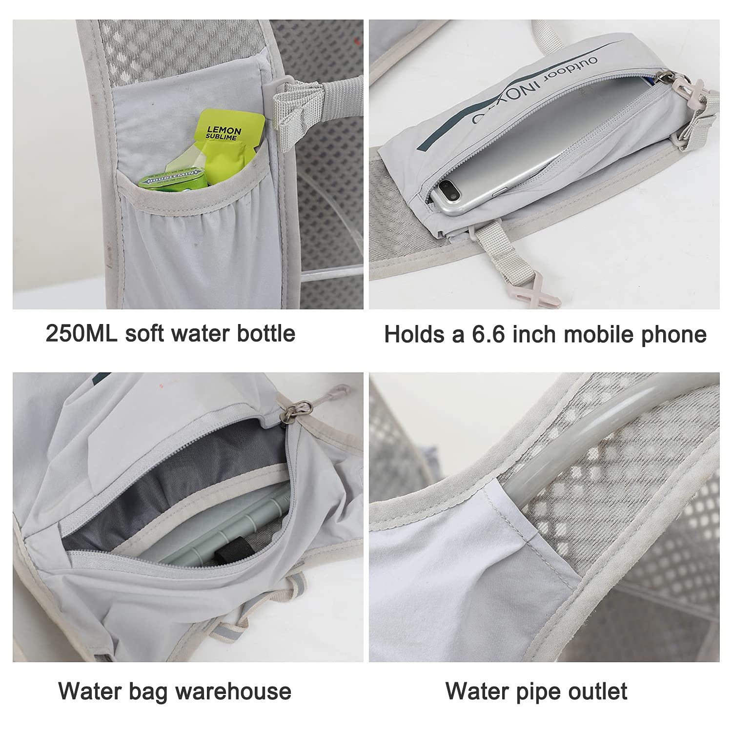 Ultra-Light Hydration Running Vest Backpack – 1.5L Water Capacity, Breathable Mesh Design for Cycling, Hiking & Marathon (Grey) | Other Colors Available in Store - Image 4