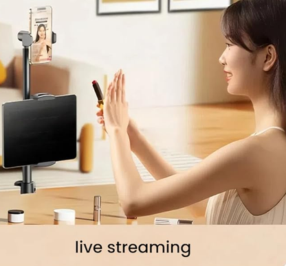 Floor Standing Phone Tripod with Swan Neck Arm – Includes Phone Clamp & Selfie Remote, Multi-Angle Stand for Live Streaming, Food Photography, Vlogging (Black) - Image 6