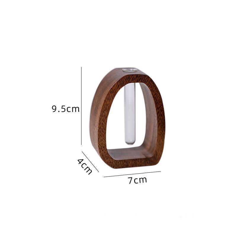 Wooden Glass Hydroponic Vase – Minimalist Desktop Flower Vase for Water Plants & Blooms (9.5cm) | Other Sizes Available in Store - Image 6