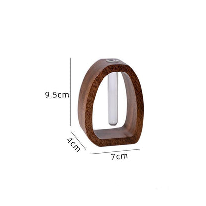 Wooden Glass Hydroponic Vase – Minimalist Desktop Flower Vase for Water Plants & Blooms (9.5cm) | Other Sizes Available in Store - Image 6