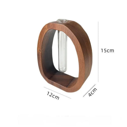 Wooden Glass Hydroponic Vase – Minimalist Desktop Flower Vase for Water Plants & Blooms (15cm) | Other Sizes Available in Store - Image 6