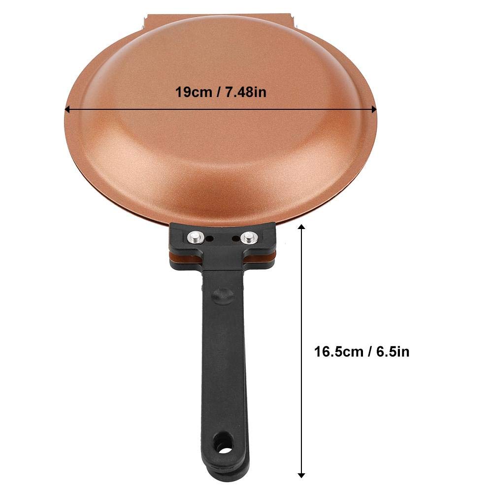Double-Sided Flip Frying Pan – Non-Stick Cooking Pan for Eggs, Pancakes, Toasted Bread – Durable Iron Material with Heat-Resistant Handle, Compact Design for Home Kitchen Use – Ideal for Gas Stoves (Golden) - Image 6