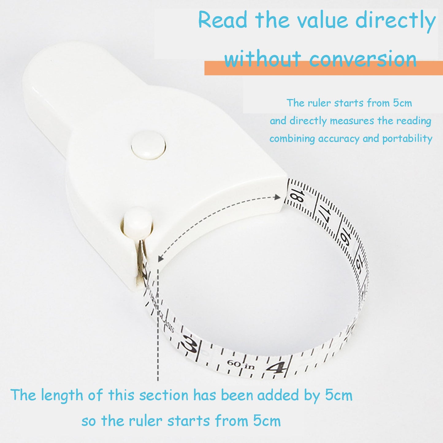 Soft Retractable Body Tape Measure for Fitness, Tailoring & Home Use – 60-Inch Dual-Scale Measuring Tape with Lock, 3-Pack of Identical Units (White) - Image 5