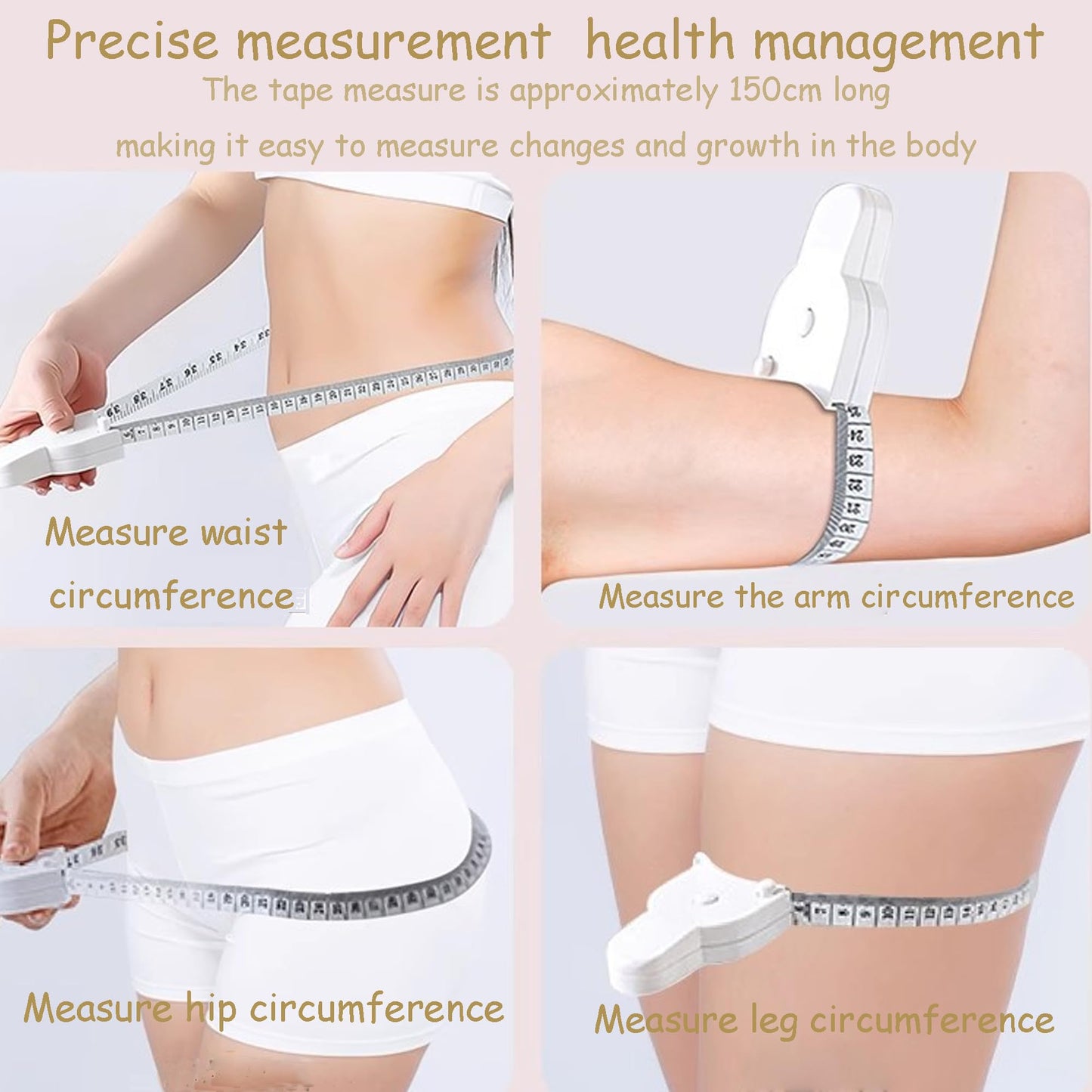 Soft Retractable Body Tape Measure for Fitness, Tailoring & Home Use – 60-Inch Dual-Scale Measuring Tape with Lock, 3-Pack of Identical Units (White) - Image 7