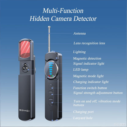 Multi-Function Hidden Camera Detector with GPS Tracker Finder – Portable Anti-Spy Device for Hotel, Car, Travel Privacy Protection, LED Scanner & Vibration Alarm (Black) - Image 5