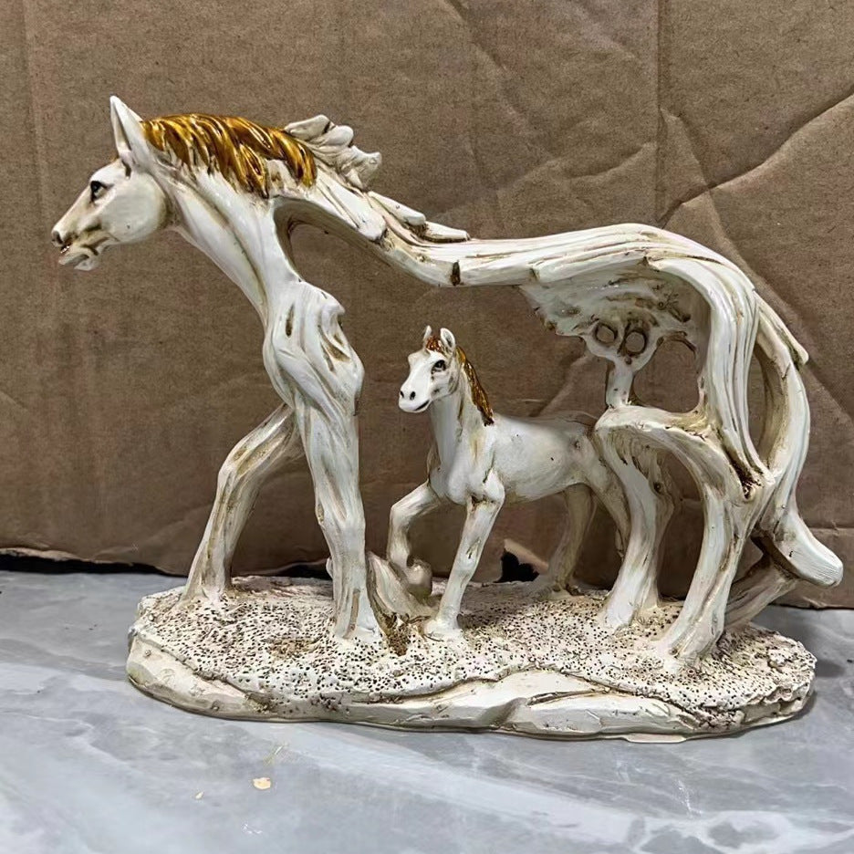 White Horse and Foal Figurine: Artistic Resin Sculpture for Home, Office & Bookshelf Decor – Symbol of Strength and Success - Image 3