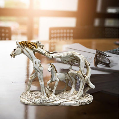 White Horse and Foal Figurine: Artistic Resin Sculpture for Home, Office & Bookshelf Decor – Symbol of Strength and Success - Image 4