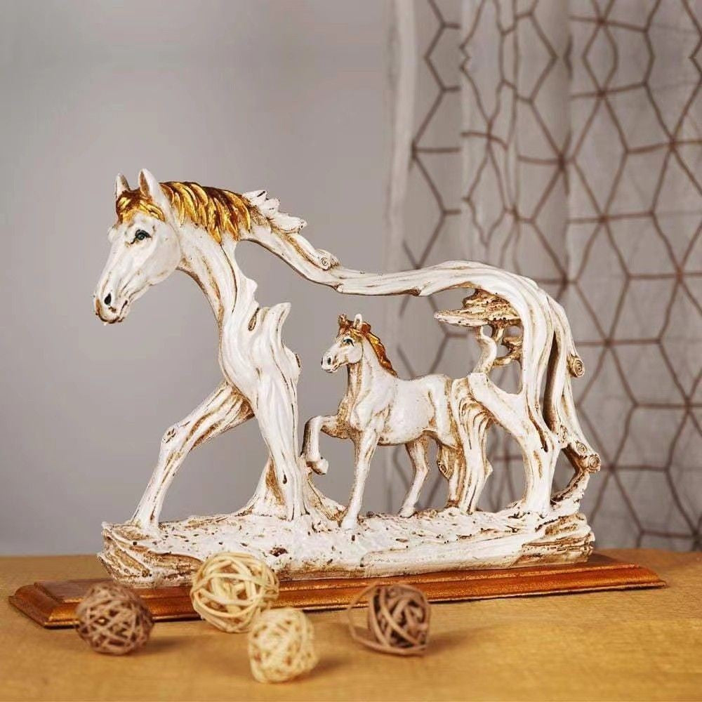 White Horse and Foal Figurine: Artistic Resin Sculpture for Home, Office & Bookshelf Decor – Symbol of Strength and Success - Image 5