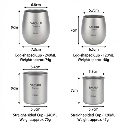 4-Piece Pure Titanium Cup Set – Double-Walled, Lightweight, Stackable Outdoor Drinking Cups for Camping, Hiking, Travel and Office Use (Gray) - Image 6
