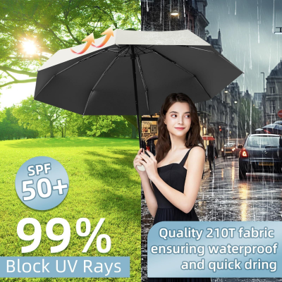 Mini Travel Umbrella – Compact Sun & Rain Protection for Women, Kids | UV-Blocking Pocket Umbrella with Case | Lightweight Foldable Umbrella（grey） - Image 6