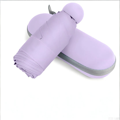 Mini Travel Umbrella – Compact Sun & Rain Protection for Women, Kids | UV-Blocking Pocket Umbrella with Case | Lightweight Foldable Umbrella（purple）