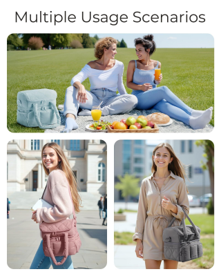Double-Layer Insulated Lunch Bag with Quilted Design – 11.8L Cooler Tote for Work, Picnics & Travel (Pink) | Other Colors Available In-Store - Image 8