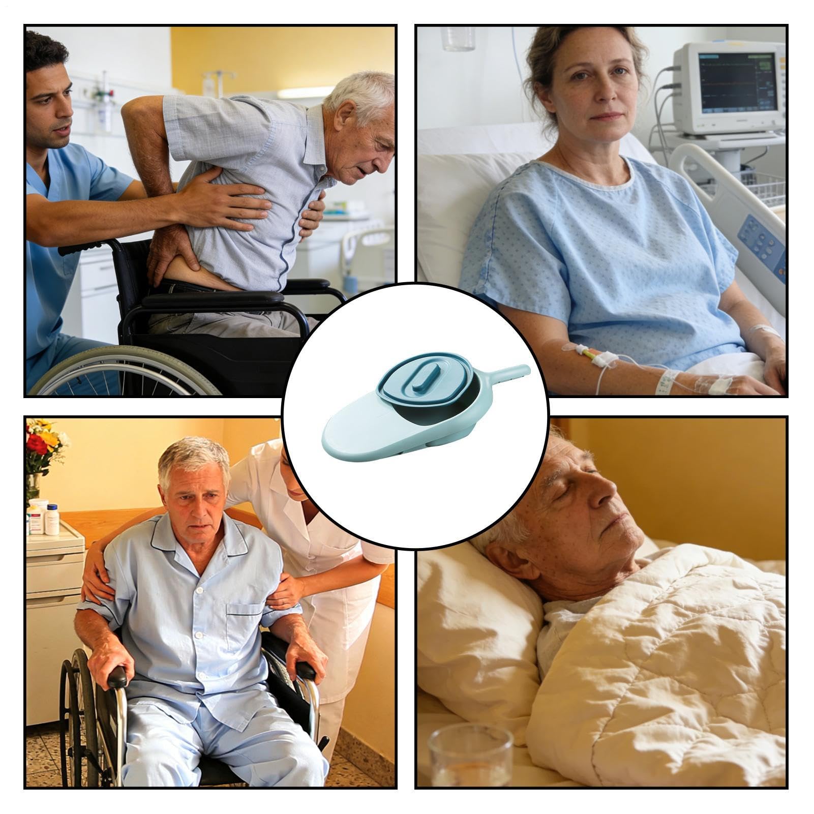Bedside Commode for Elderly & Disabled – Portable Bedpan with Lid, Anti-Leak Design for Men Women, Hospital Home Care, Comfortable Toilet Aid (Blue) - Image 5