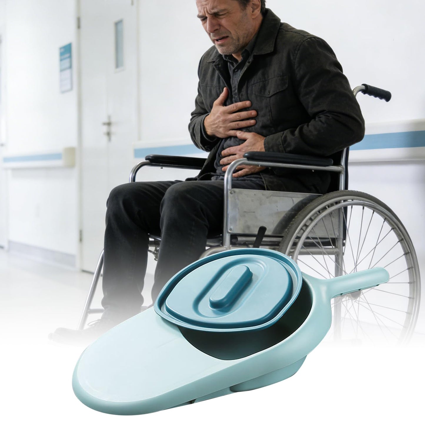 Bedside Commode for Elderly & Disabled – Portable Bedpan with Lid, Anti-Leak Design for Men Women, Hospital Home Care, Comfortable Toilet Aid (Blue) - Image 7