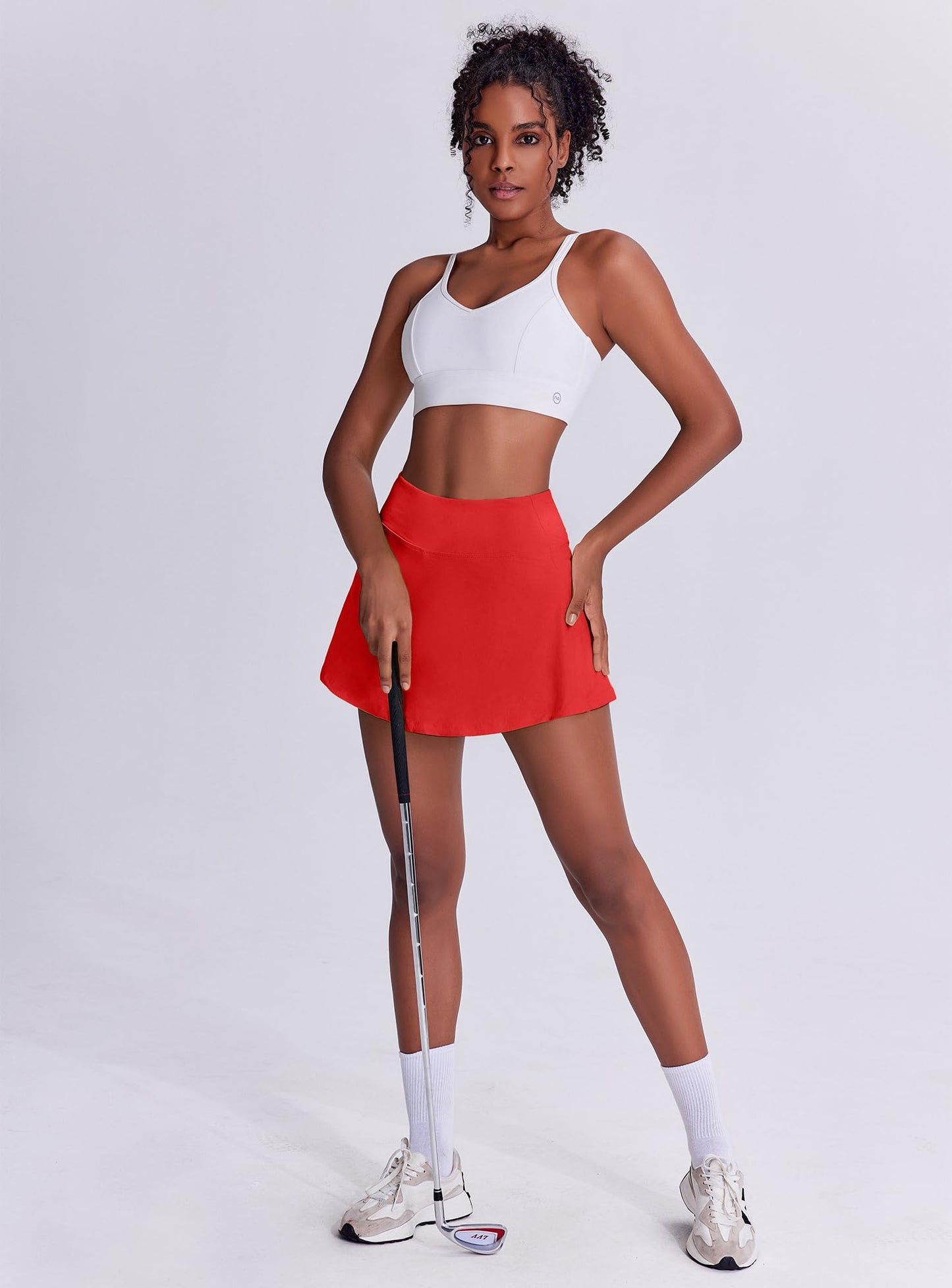 Women's Tennis Skirt with Pockets & Built-in Shorts – High-Waisted Golf Running Skort for Active Lifestyle, Sporty Fitness Wear (Red,XL) - Image 5