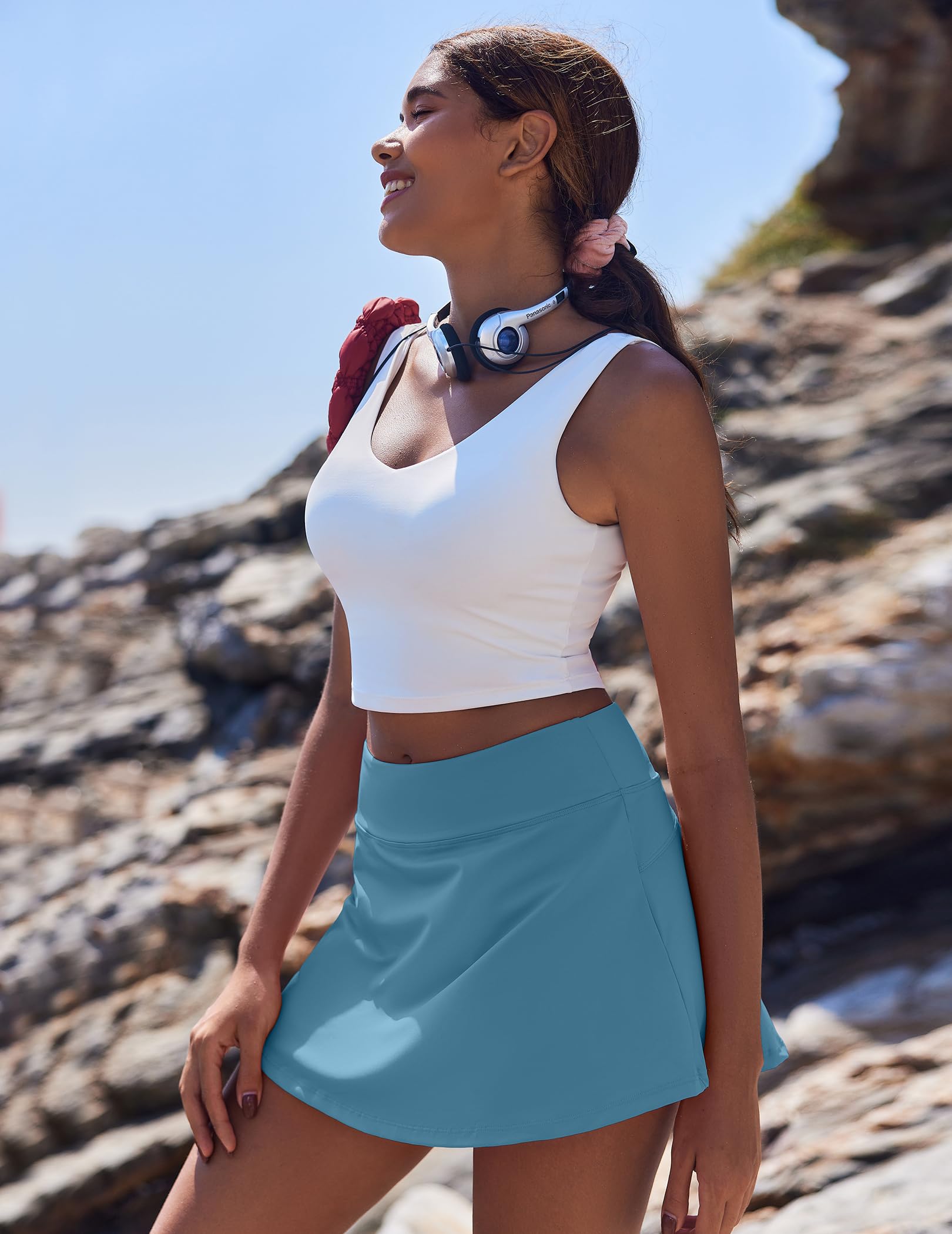 Women's Tennis Skirt with Pockets & Built-in Shorts – High-Waisted Golf Running Skort for Active Lifestyle, Sporty Fitness Wear (blue,S) - Image 4