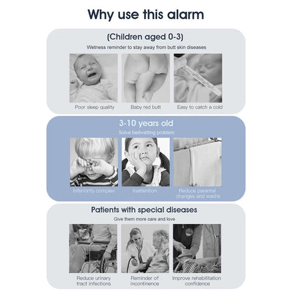 Wireless Bedwetting Alarm for Kids & Adults – Reusable Urine Sensor with Vibration & Sound Alert, No Wires, Easy Clip Design, USB Charging (White) - Image 7