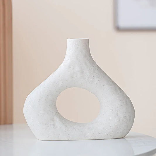 Minimalist Ceramic Vase Set (2-Piece): Modern Home Decor for Flower Arrangements (White) | Black Version Available In-Store - Image 3