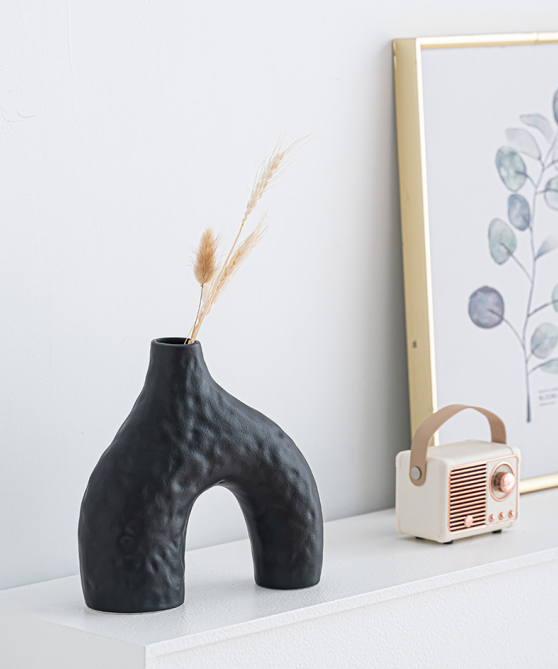 Minimalist Ceramic Vase Set (2-Piece): Modern Home Decor for Flower Arrangements (Black) | White Version Available In-Store - Image 3