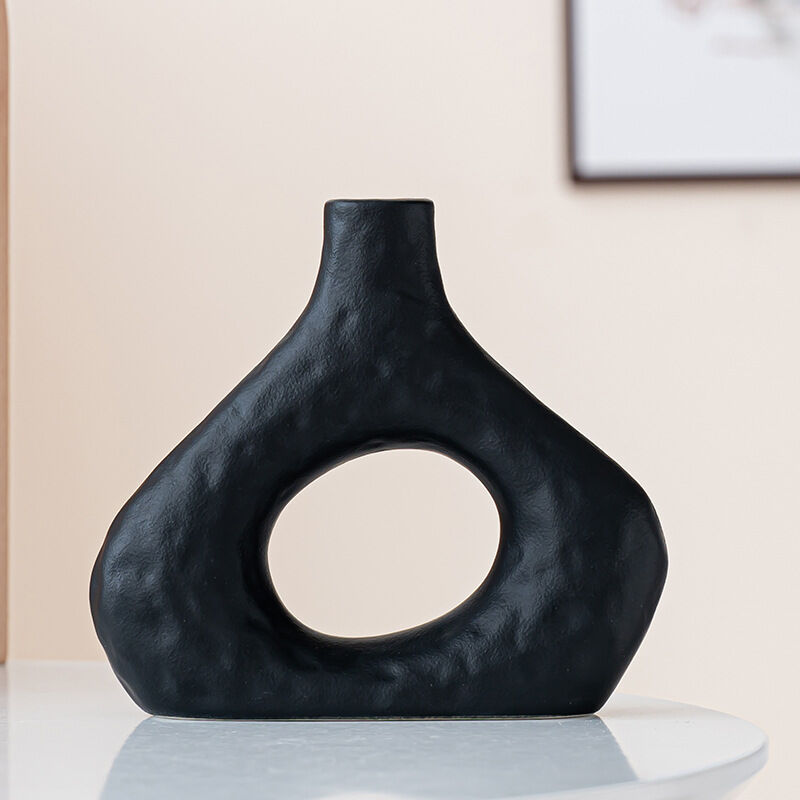 Minimalist Ceramic Vase Set (2-Piece): Modern Home Decor for Flower Arrangements (Black) | White Version Available In-Store - Image 6