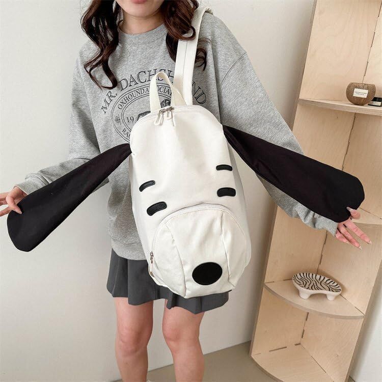 Cute Dog Face Backpack for Kids & Teens – White Cartoon Animal School Bag with Long Ears, Large Capacity Daypack for Girls and Boys (White)  - Image 2