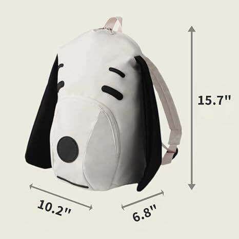 Cute Dog Face Backpack for Kids & Teens – White Cartoon Animal School Bag with Long Ears, Large Capacity Daypack for Girls and Boys (White)  - Image 8