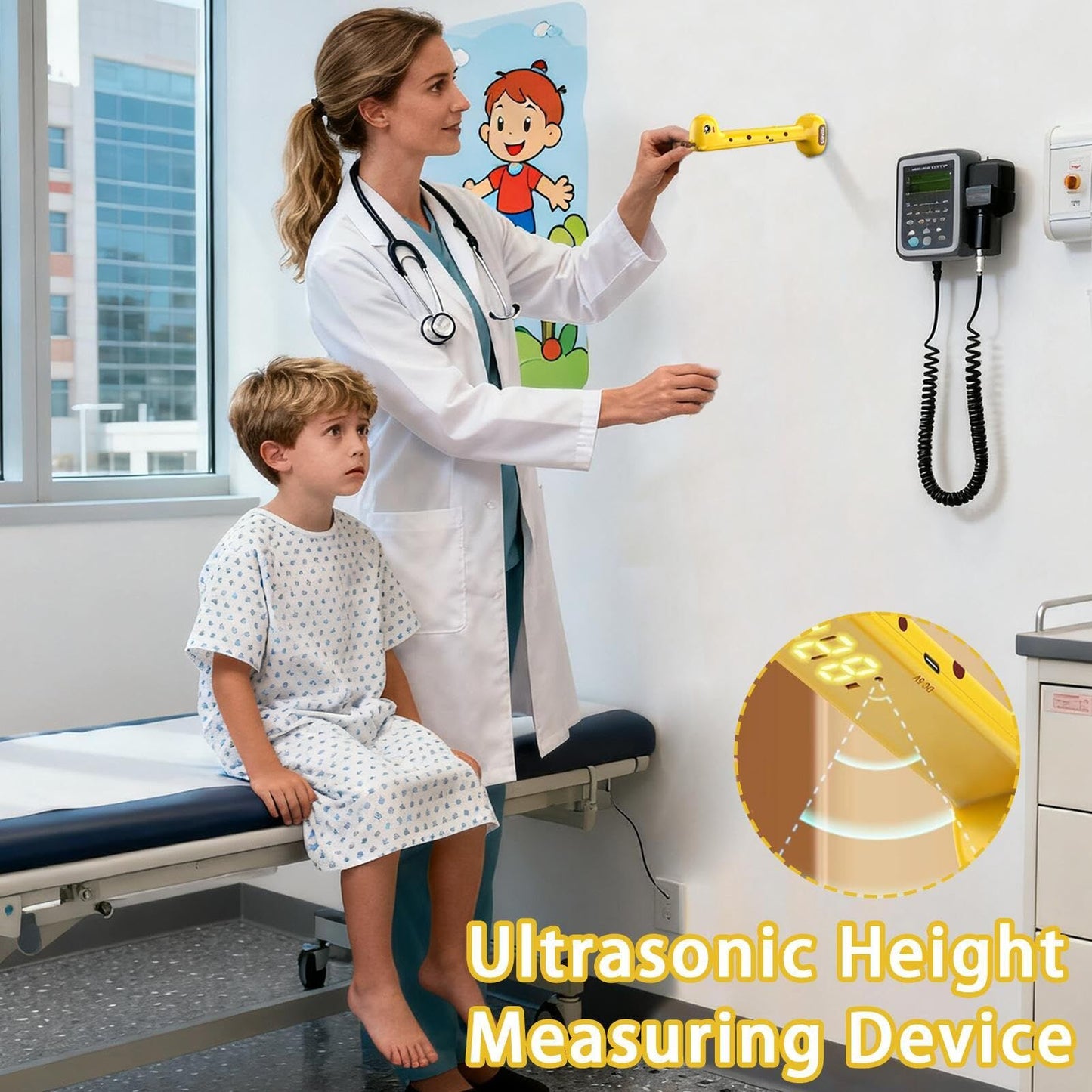 Giraffe Ultrasonic Height Tracker for Kids – Fun Wall-Mounted Growth Measuring Device for Home, Daycare & Pediatric Clinic (Yellow) - Image 5