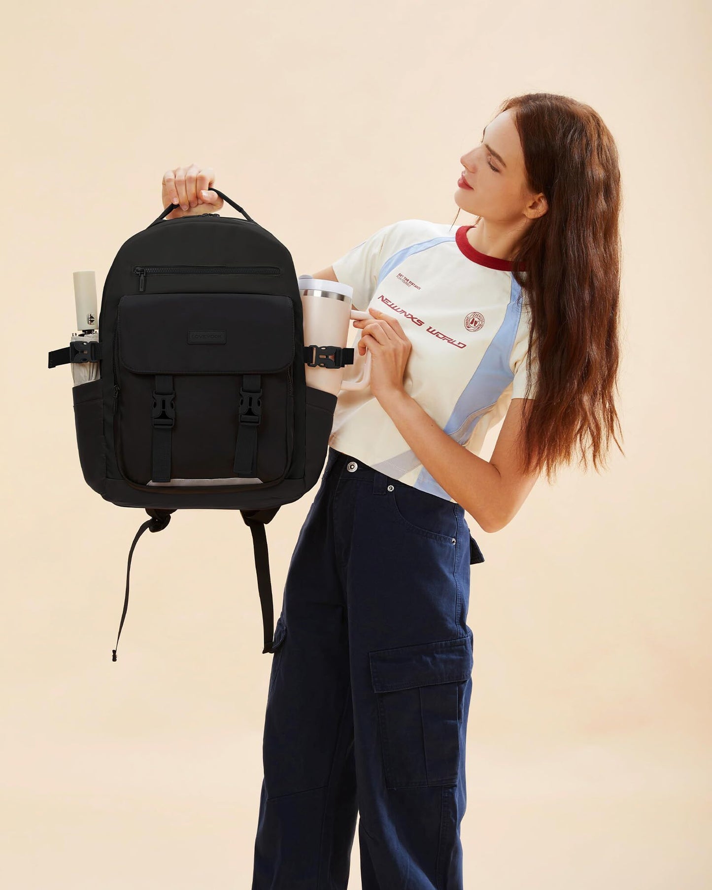 School Backpack for Teens & Students – Large Capacity Laptop Bag with 15.6 Inch Compartment, Waterproof Fabric & Multiple Pockets, Ideal for College, Travel, and Daily Use (Black) - Image 2