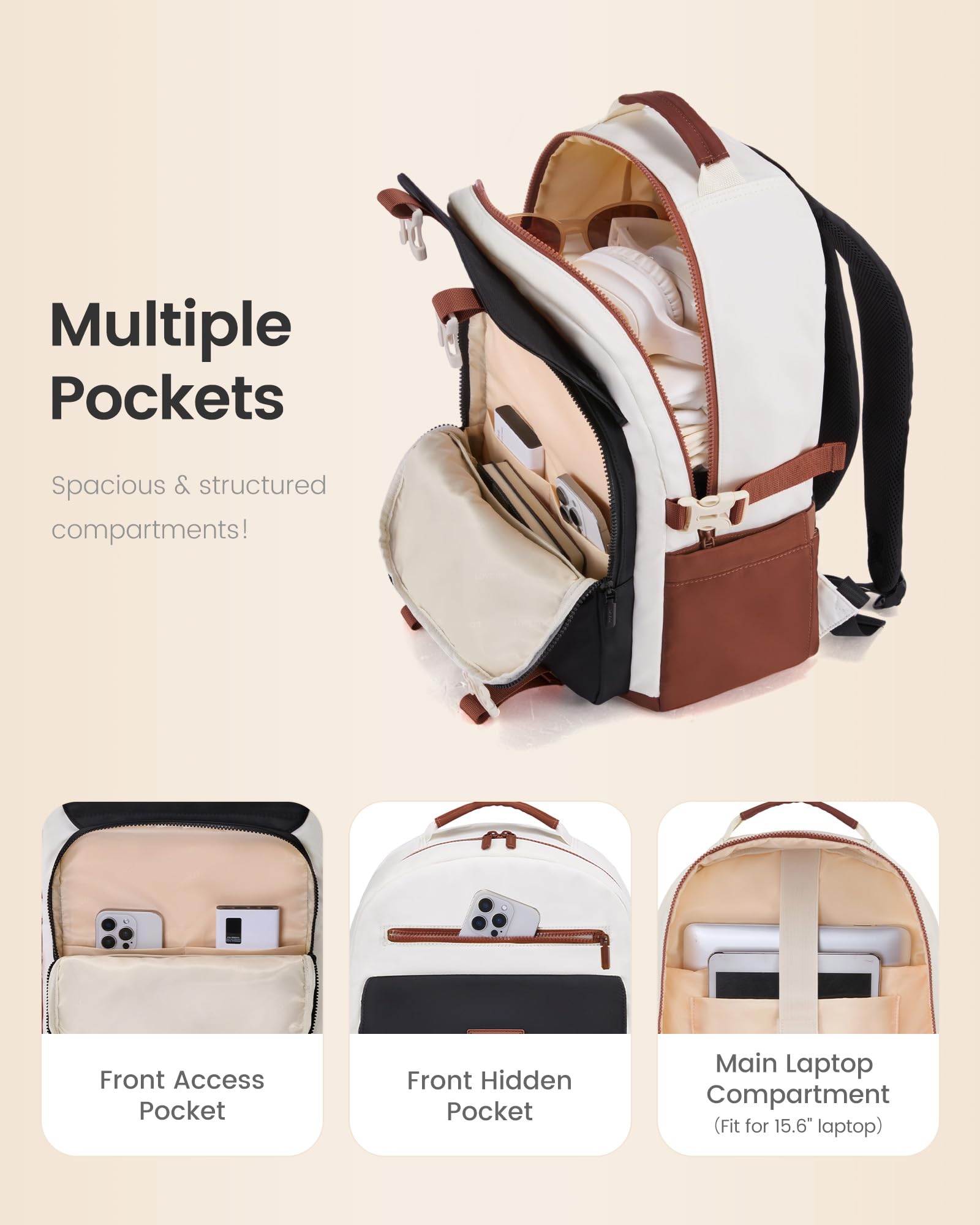 School Backpack for Teens & Students – Large Capacity Laptop Bag with 15.6 Inch Compartment, Waterproof Fabric & Multiple Pockets, Ideal for College, Travel, and Daily Use (Black) - Image 3