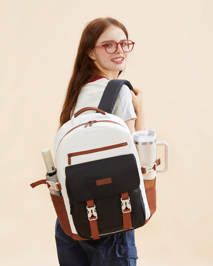 School Backpack for Teens & Students – Large Capacity Laptop Bag with 15.6 Inch Compartment, Waterproof Fabric & Multiple Pockets, Ideal for College, Travel, and Daily Use (Brown) - Image 2