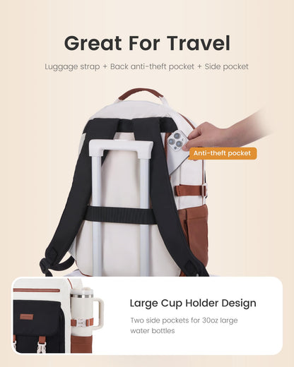 School Backpack for Teens & Students – Large Capacity Laptop Bag with 15.6 Inch Compartment, Waterproof Fabric & Multiple Pockets, Ideal for College, Travel, and Daily Use (Brown) - Image 4