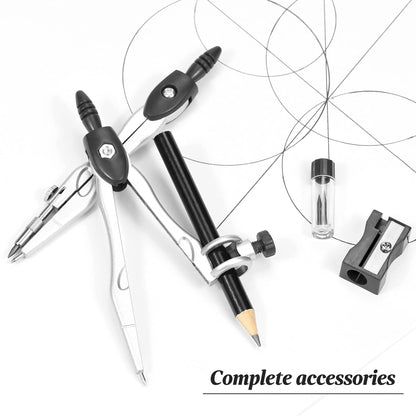 Complete 10-Piece Geometry Kit Set – Precision Drafting Tools with Metal Compasses, Rulers, Protractor & Pencil Sharpener – Ideal for Students, Engineers & Artists (Black) - Image 5