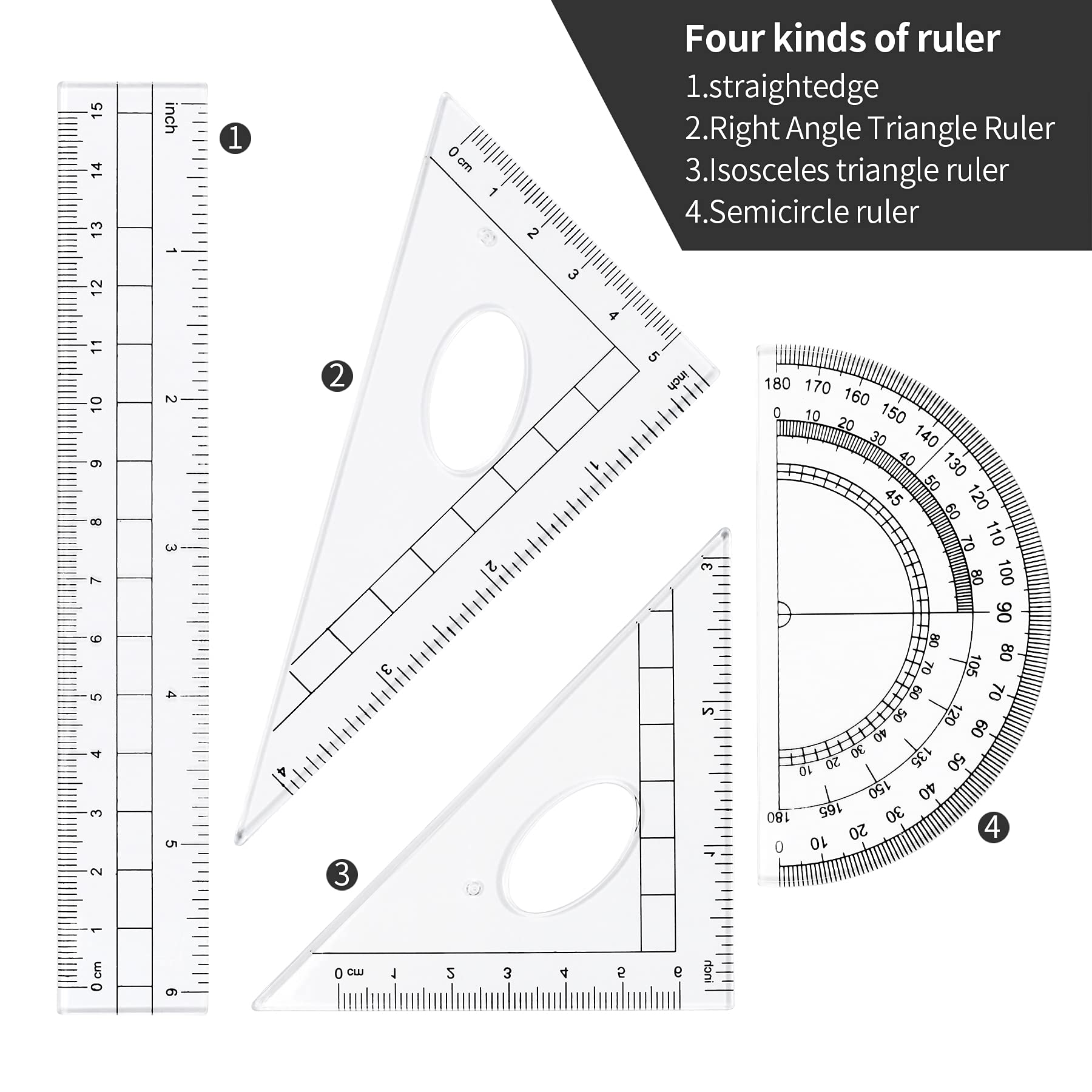 Complete 10-Piece Geometry Kit Set – Precision Drafting Tools with Metal Compasses, Rulers, Protractor & Pencil Sharpener – Ideal for Students, Engineers & Artists (Black) - Image 8