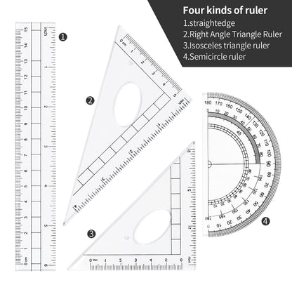 Complete 10-Piece Geometry Kit Set – Precision Drafting Tools with Metal Compasses, Rulers, Protractor & Pencil Sharpener – Ideal for Students, Engineers & Artists (Black) - Image 8
