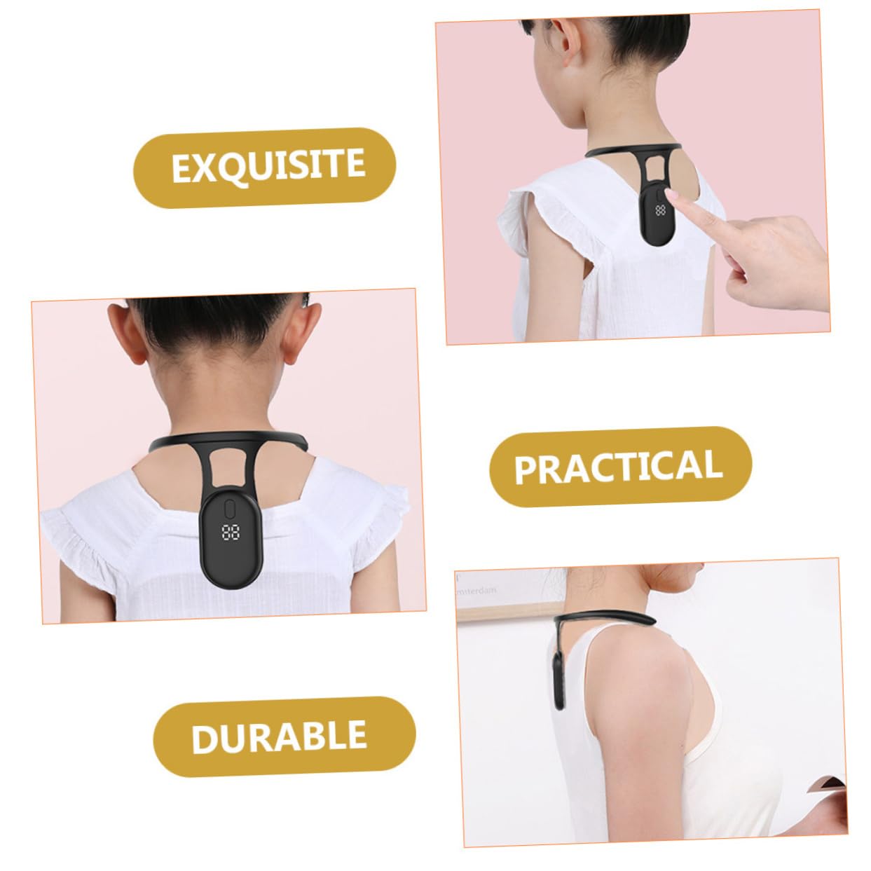 Smart Posture Corrector with Vibration Reminder – Neck-Worn Back Posture Trainer for Kids & Teens, Anti-Curved Back Device with Digital Display (Black) - Image 2
