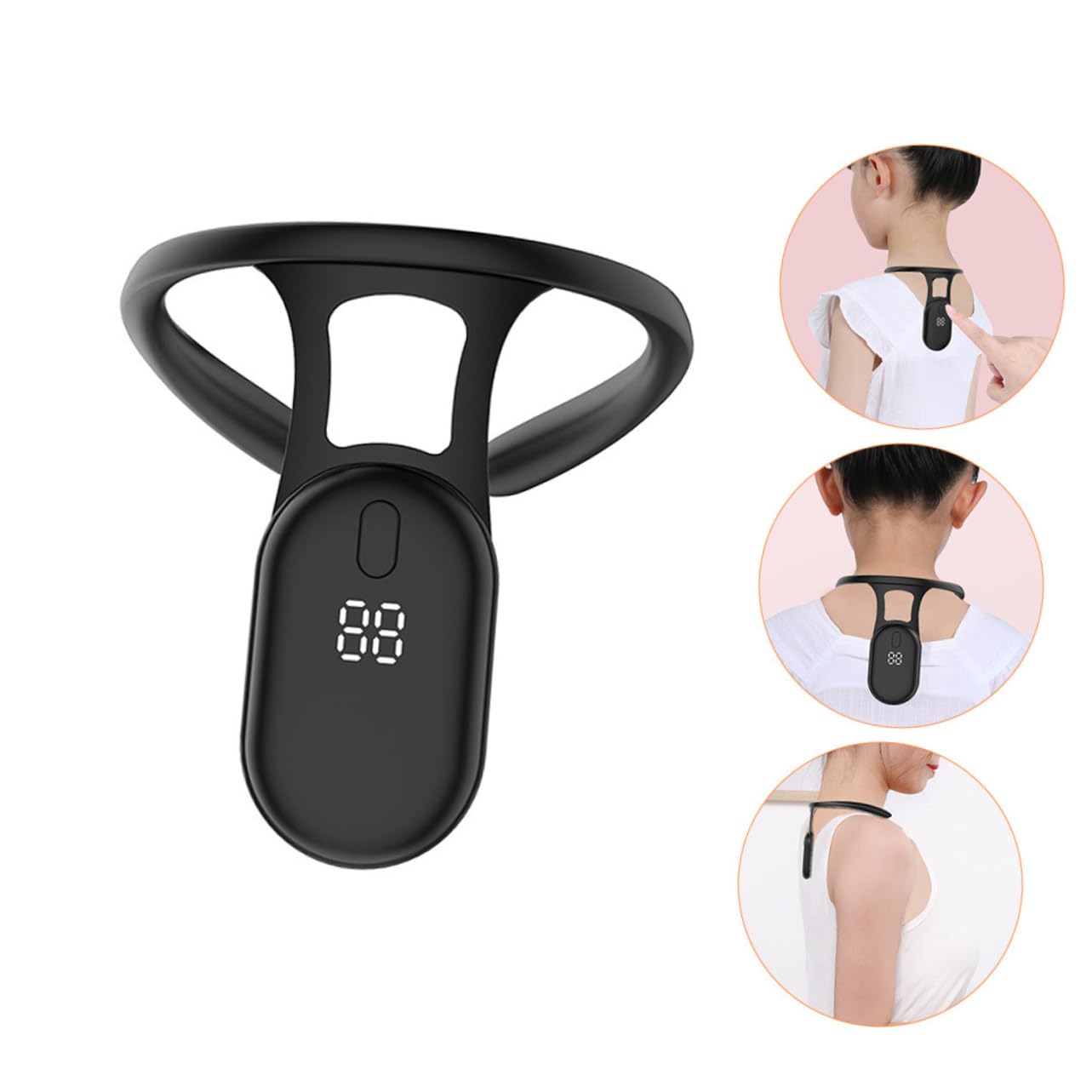 Smart Posture Corrector with Vibration Reminder – Neck-Worn Back Posture Trainer for Kids & Teens, Anti-Curved Back Device with Digital Display (Black) - Image 3