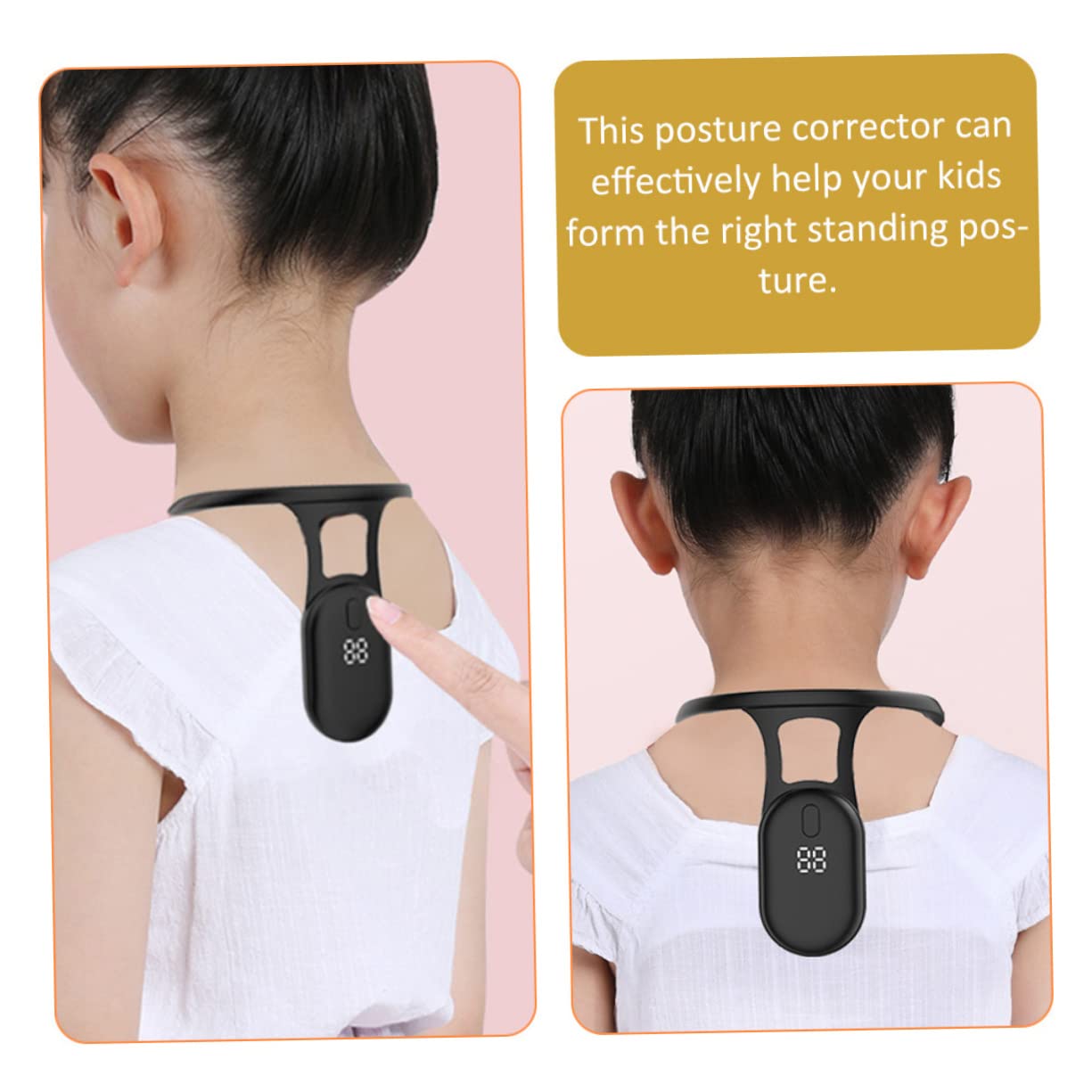 Smart Posture Corrector with Vibration Reminder – Neck-Worn Back Posture Trainer for Kids & Teens, Anti-Curved Back Device with Digital Display (Black) - Image 5