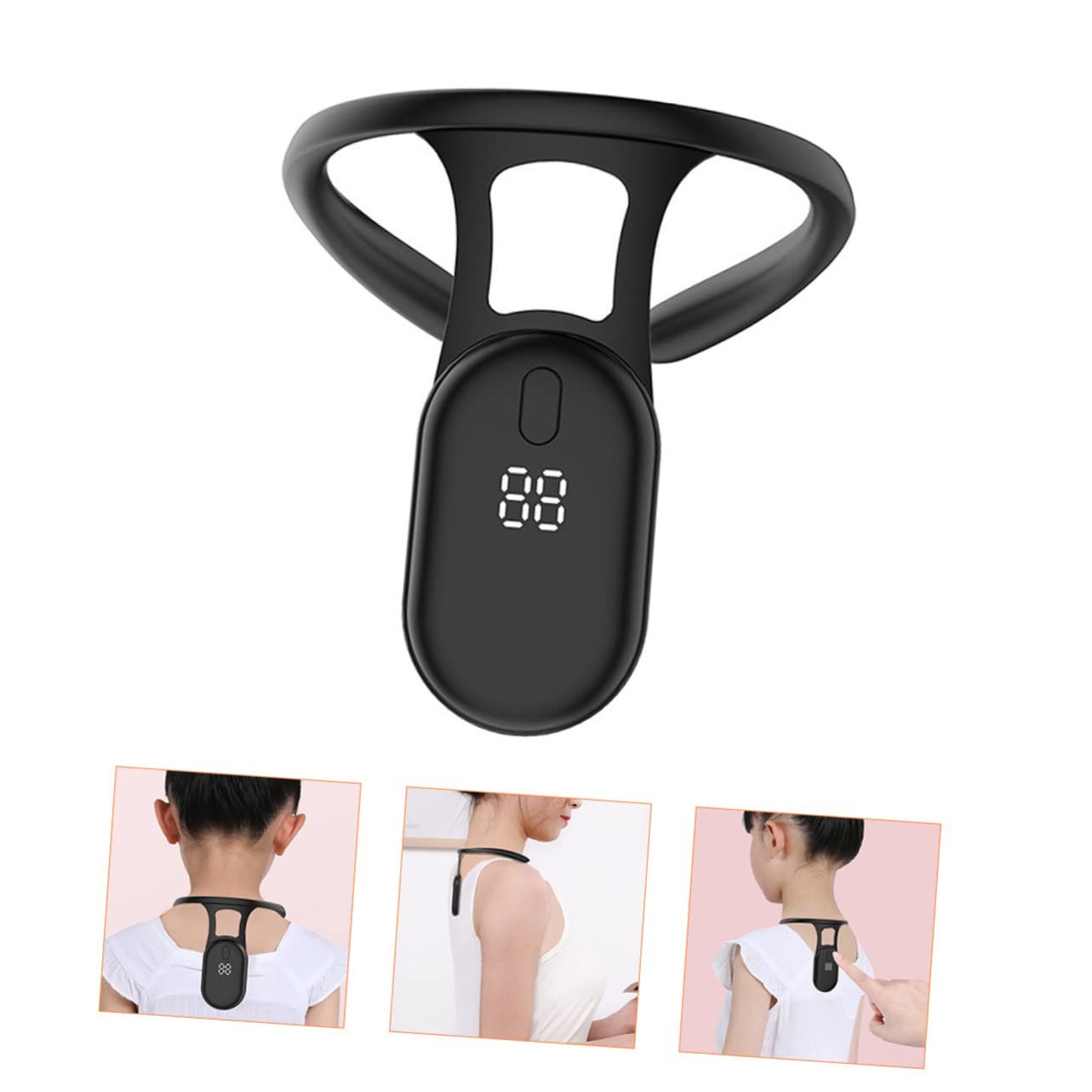 Smart Posture Corrector with Vibration Reminder – Neck-Worn Back Posture Trainer for Kids & Teens, Anti-Curved Back Device with Digital Display (Black) - Image 7