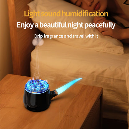 Pipe-Shaped Aromatherapy Humidifier with LED Flame & Mist – USB Desk Diffuser for Home, Office, Bedside (White) | Other Colors Available in Store - Image 5
