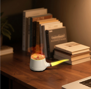 Pipe-Shaped Aromatherapy Humidifier with LED Flame & Mist – USB Desk Diffuser for Home, Office, Bedside (White) | Other Colors Available in Store - Image 6
