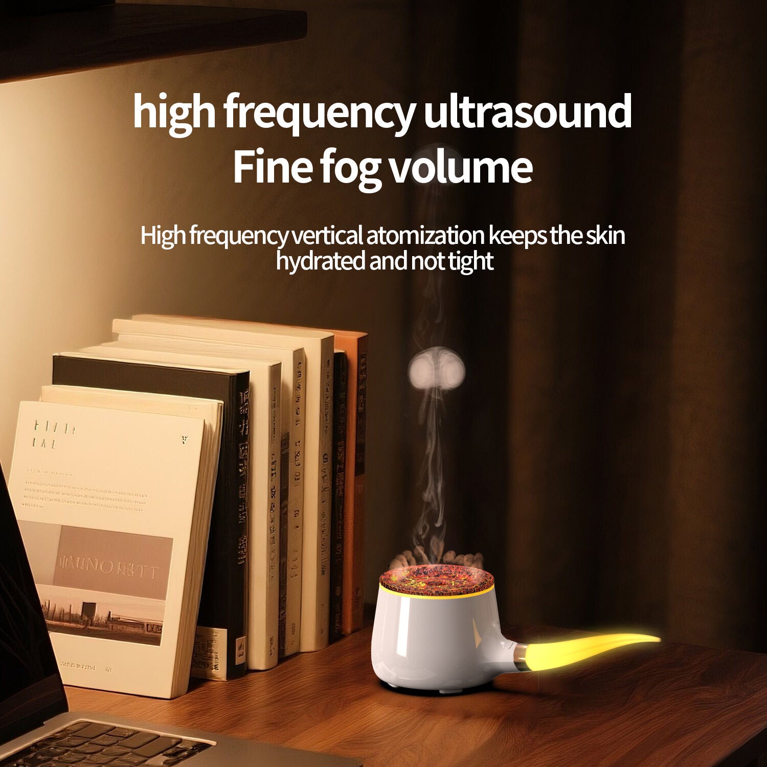 Pipe-Shaped Aromatherapy Humidifier with LED Flame & Mist – USB Desk Diffuser for Home, Office, Bedside (Black) | Other Colors Available in Store - Image 3