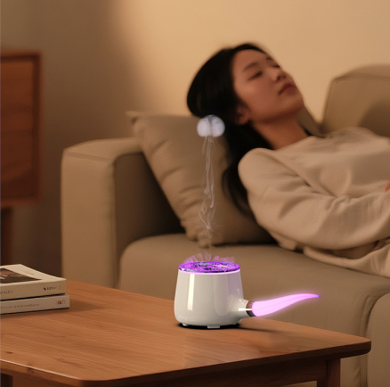Pipe-Shaped Aromatherapy Humidifier with LED Flame & Mist – USB Desk Diffuser for Home, Office, Bedside (Black) | Other Colors Available in Store - Image 9