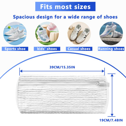 2-Pack Reusable Shoe Washing Machine Bag – White Protective Laundry Bag for All Shoes, Anti-Deformation & Deep Clean with Zipper Lock (White) - Image 2