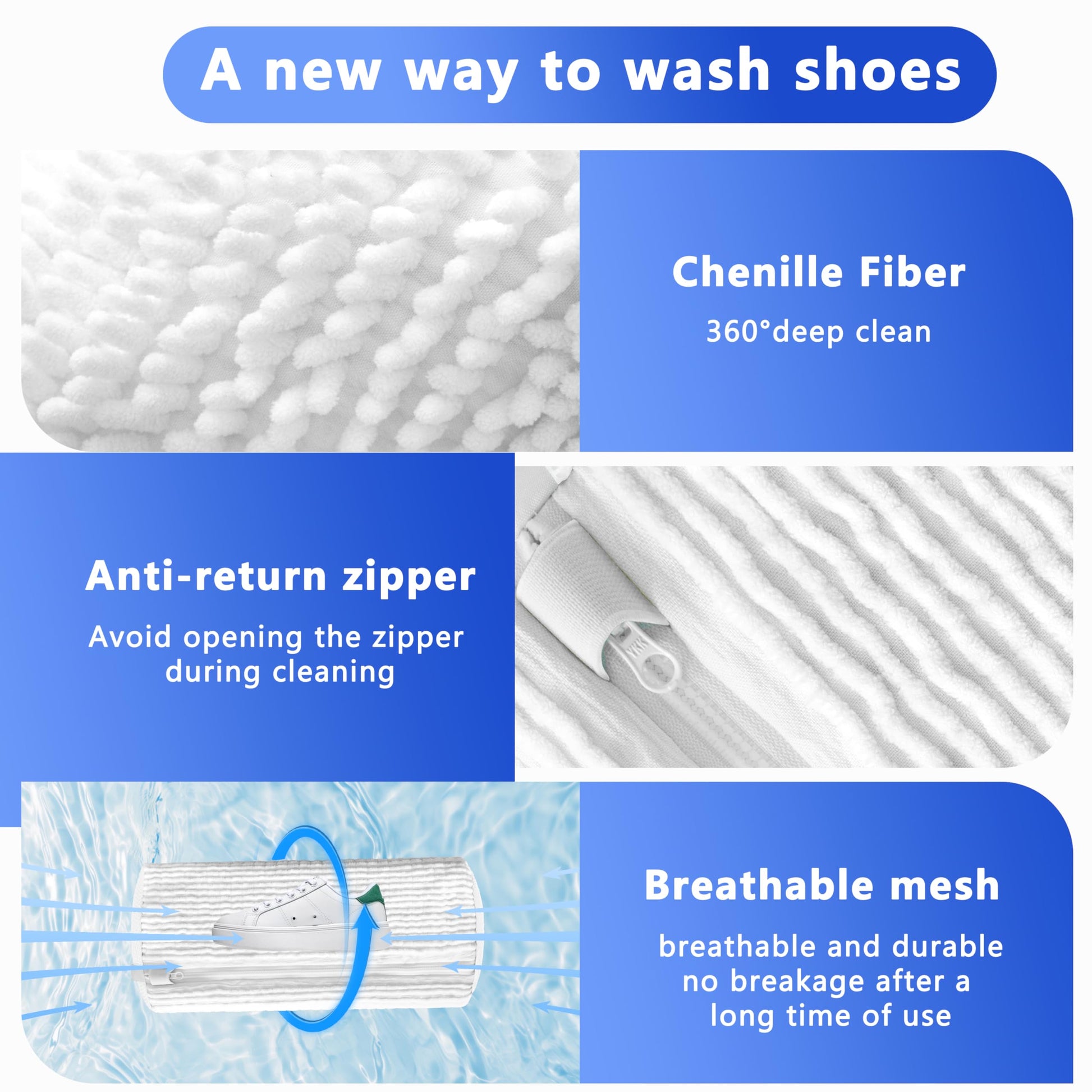 2-Pack Reusable Shoe Washing Machine Bag – White Protective Laundry Bag for All Shoes, Anti-Deformation & Deep Clean with Zipper Lock (White) - Image 4