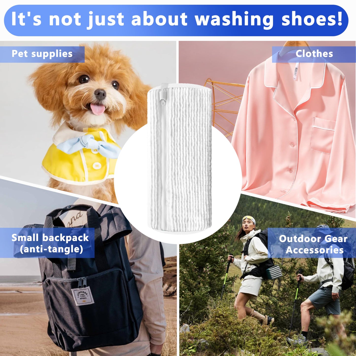 2-Pack Reusable Shoe Washing Machine Bag – White Protective Laundry Bag for All Shoes, Anti-Deformation & Deep Clean with Zipper Lock (White) - Image 7