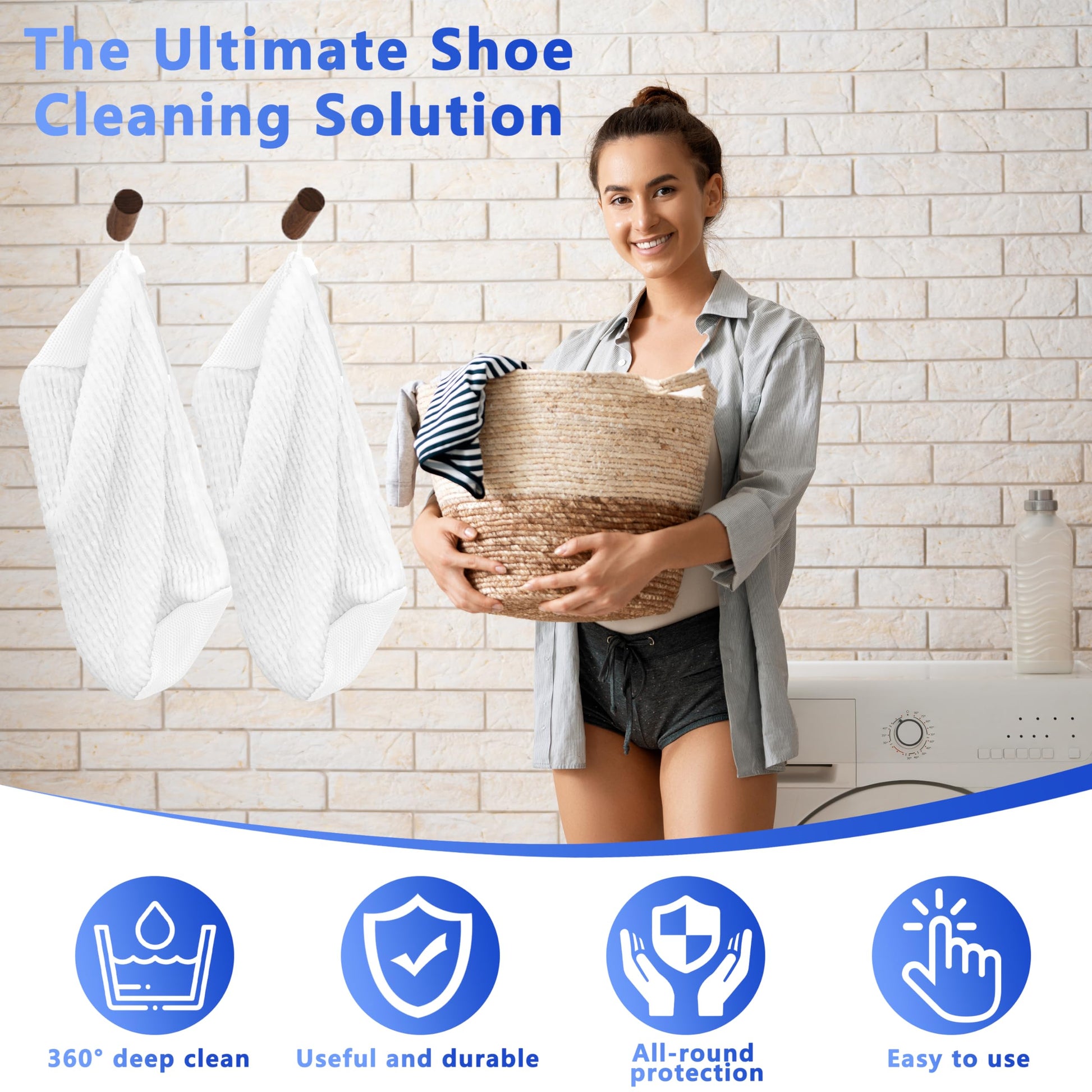 2-Pack Reusable Shoe Washing Machine Bag – White Protective Laundry Bag for All Shoes, Anti-Deformation & Deep Clean with Zipper Lock (White) - Image 8