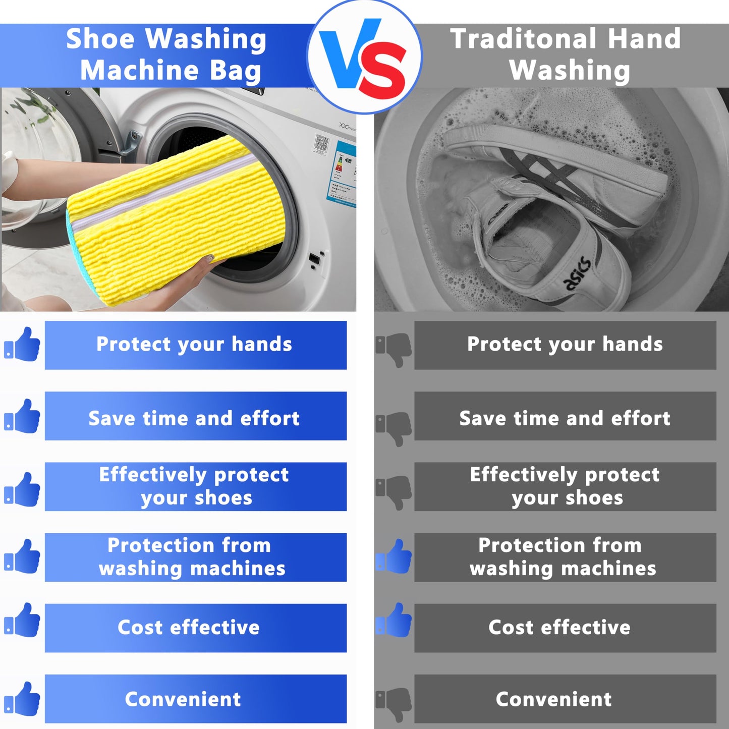 2-Pack Reusable Shoe Washing Machine Bag – White Protective Laundry Bag for All Shoes, Anti-Deformation & Deep Clean with Zipper Lock (Yellow) - Image 5
