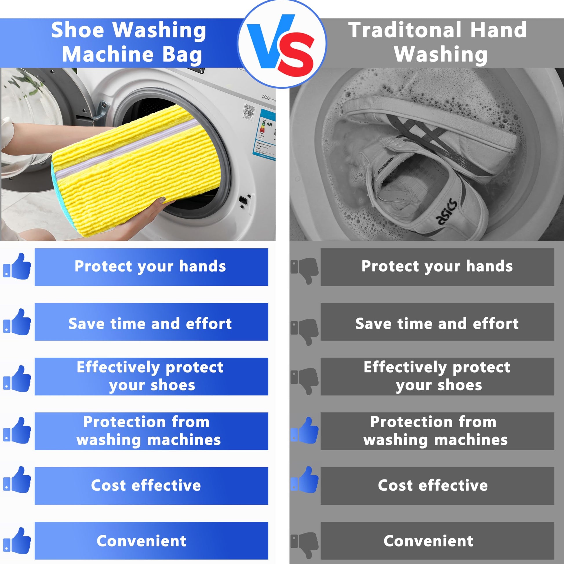 2-Pack Reusable Shoe Washing Machine Bag – White Protective Laundry Bag for All Shoes, Anti-Deformation & Deep Clean with Zipper Lock (Yellow) - Image 5