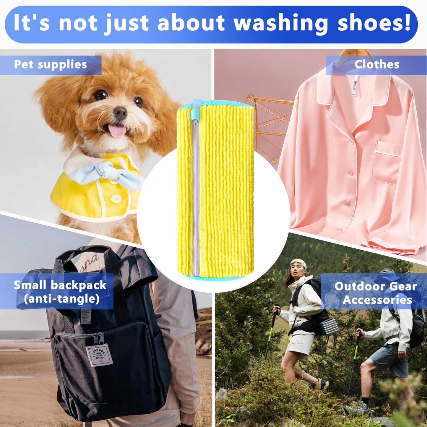 2-Pack Reusable Shoe Washing Machine Bag – White Protective Laundry Bag for All Shoes, Anti-Deformation & Deep Clean with Zipper Lock (Yellow) - Image 6